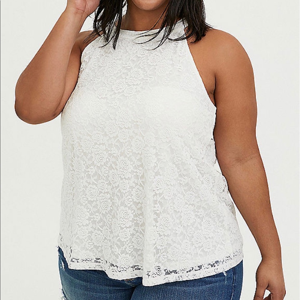 Torrid ivory lace goddess/halter tank, 0X, NWT